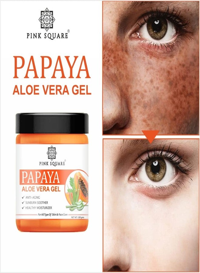Pink Square Papaya Aloe Vera Face Gel For Glowing and Smoothing Skin Pack of 1 of 100 Grams - Image 4