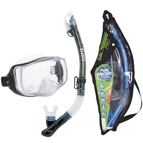 TUSA Sport Adult Imprex 3D Purge Mask and Dry Snorkel Combo, Smoke, UC-3325P-SK - Image 1