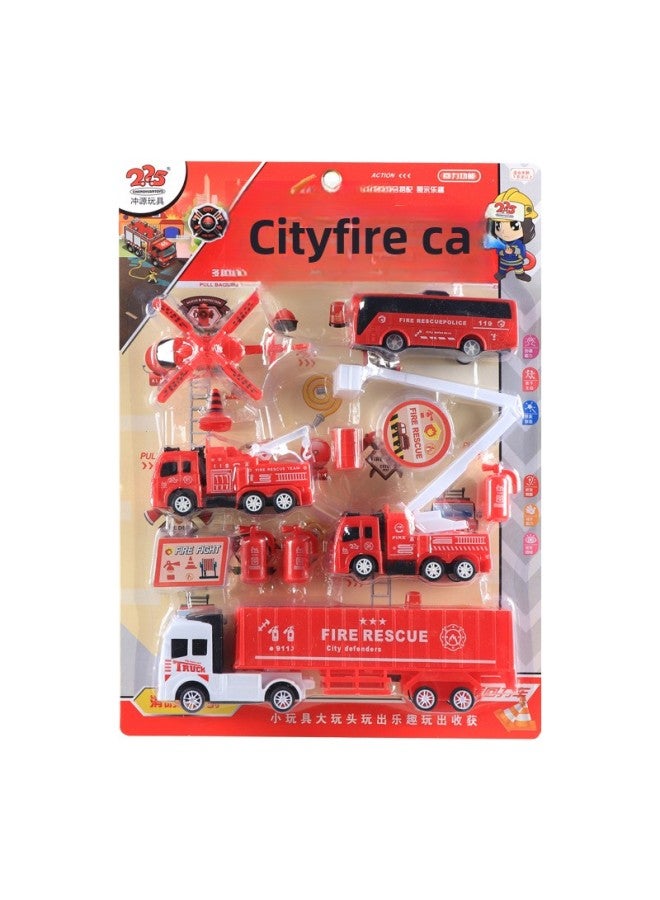 Play House Simulation Fire Brigade Toy 225-6662 Huili Ladder Car Yuntai Car Bus Water Cannon Car Board-Color:Default