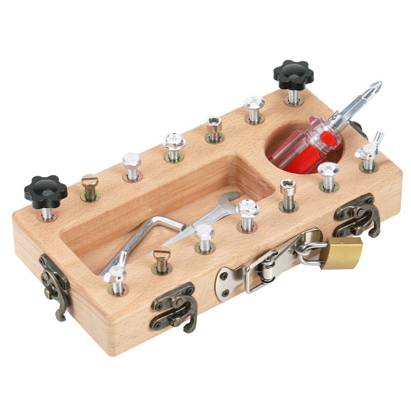 Montessori Toys Wooden Screwdriver Board for Kids, Fine Motor Skills Busy Board