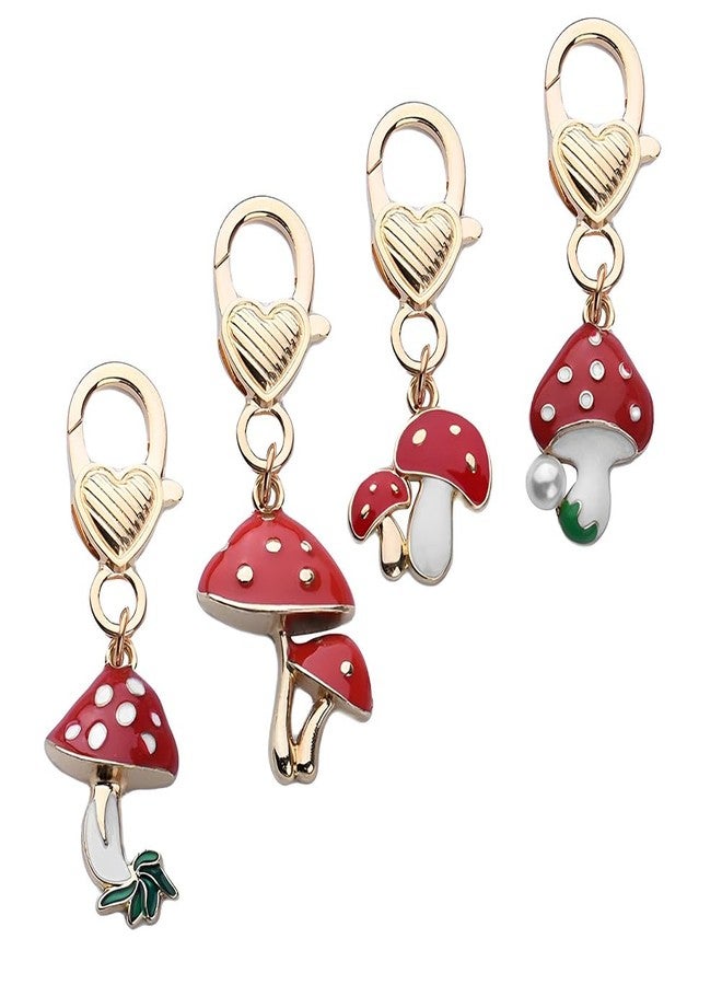 Yreamont Mushroom Keychain Charm for Purse Keychain Accessories Aesthetic Charms for Backpack Decorations for Gilrs Mushroom Lover Birthday Christmas Gifts for Women Friends Bag Charms for Handbags 4PCS - Image 1