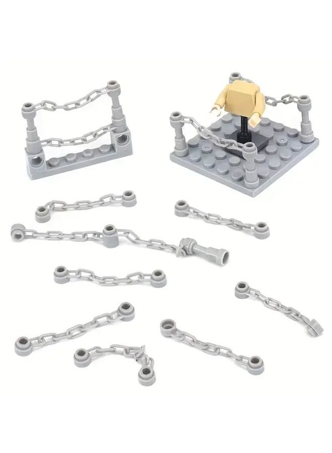 7pcs Dark Grey Golden Chain Figurine Model Small Particle Assembly Parts Long Chain Design - Image 5