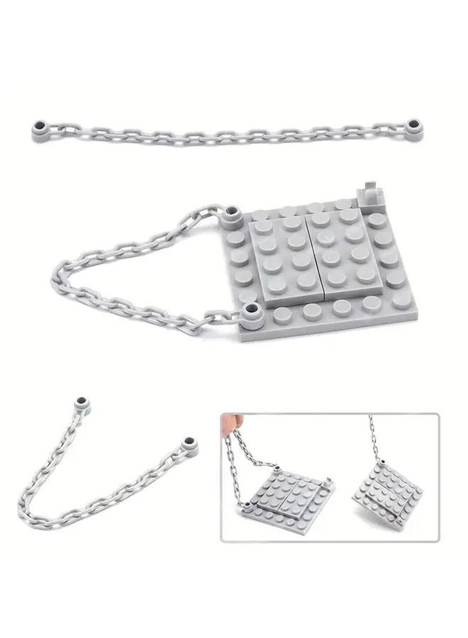 7pcs Dark Grey Golden Chain Figurine Model Small Particle Assembly Parts Long Chain Design - Image 4