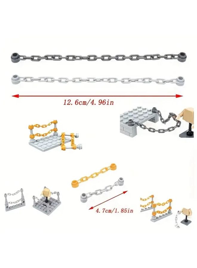 7pcs Dark Grey Golden Chain Figurine Model Small Particle Assembly Parts Long Chain Design - Image 3