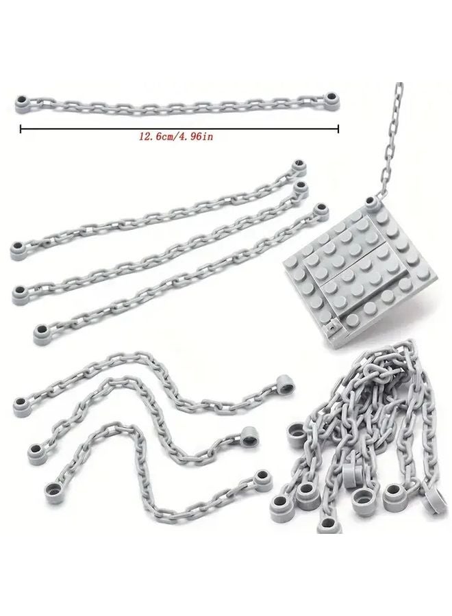 7pcs Dark Grey Golden Chain Figurine Model Small Particle Assembly Parts Long Chain Design - Image 2