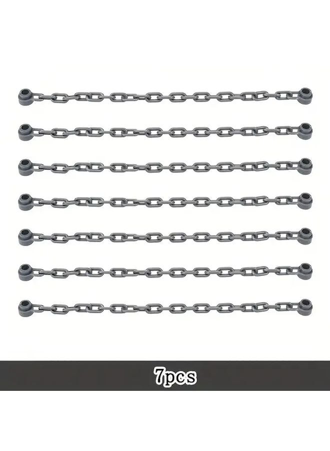 7pcs Dark Grey Golden Chain Figurine Model Small Particle Assembly Parts Long Chain Design - Image 1
