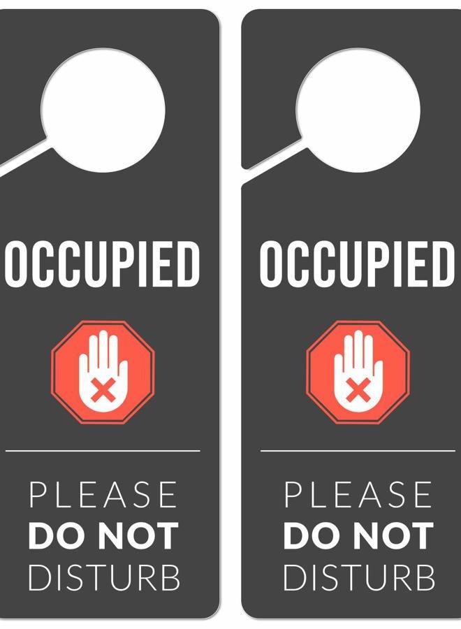 Fun-Plus Occupied Sign for Bathroom Door, 2 Pack (Printed on Both Sides), 9.3″x3.5″ PVC Plastic, In Use Sign, Popping Signs, Occupied Hanging Sign, Bathroom Occupied Signs for Door - Image 1
