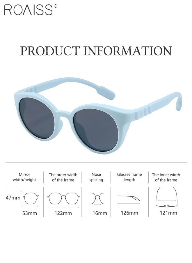 roaiss Stylish Round Polarized Sunglasses for Kids Premium UV400 Protective Lenses with Durable Flexible TPEE Frame for Beach Trips & Outdoor Adventures for Boys Girls and Children Age 3-12, Light Blue  - Image 4