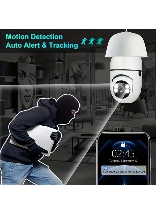 (Pack of 4) Wireless Light Bulb Camera Security Dome Camera 1080P WiFi Home Surveillance Cameras System with 360 Degree View Lens Night Vision Human Motion Detection and Alarm Light Socket Screw In Security Cameras For Home Security