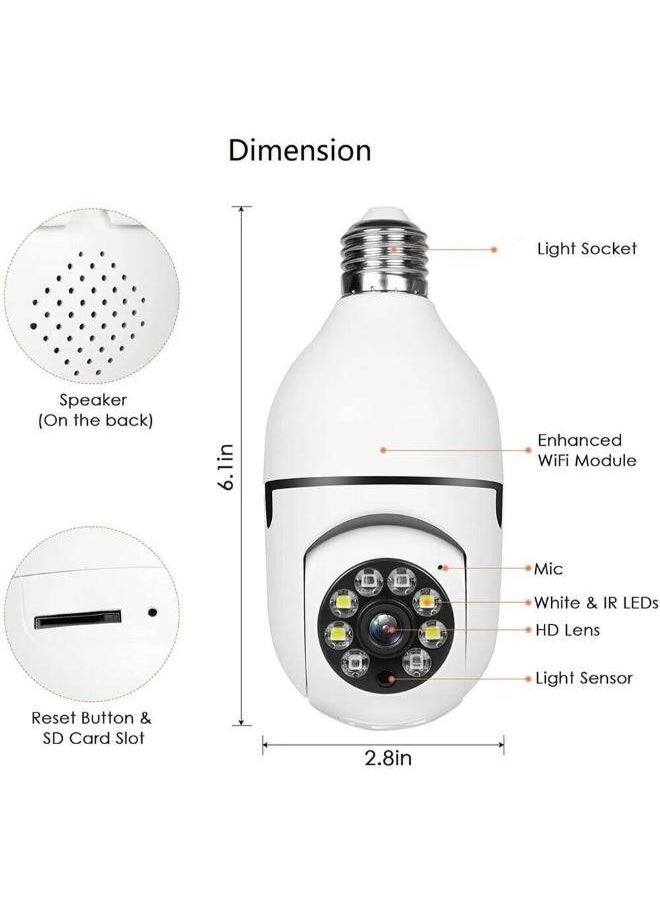 (Pack of 4) Wireless Light Bulb Camera Security Dome Camera 1080P WiFi Home Surveillance Cameras System with 360 Degree View Lens Night Vision Human Motion Detection and Alarm Light Socket Screw In Security Cameras For Home Security