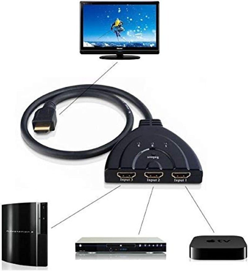 3 PORT HDMI 1080P Switcher Switch Splitter for HDTV DVD Xbox 360 3PORT