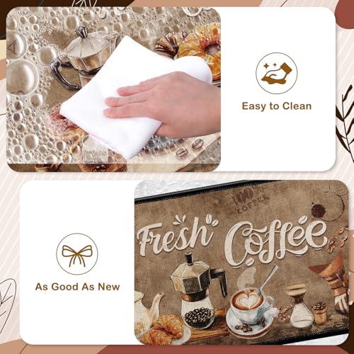 InIsaJace Coffee Rugs for Kitchen Floor, Kitchen Mats for Floor 3 Pieces Non-Slip, Absorbent Washable Runner Rugs Farmhouse Style Kitchen Bar Mat(16x28 +16x47) - Image 4