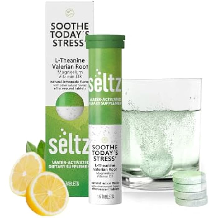 Seltz® Soothe Today’s Stress – Effervescent Vitamins for Relaxation & Focus with L-Theanine, Magnesium & Vitamin D3 – Lemonade Flavor, No Sugar Added, 15 Tablets (Pack of 1) - Image 1
