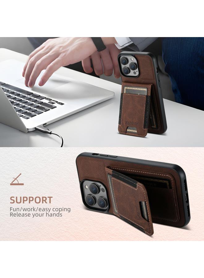 Suteni Case For iPhone 16 Pro Max H03 Litchi Leather Card Bag Stand Back Phone Case - Image 2