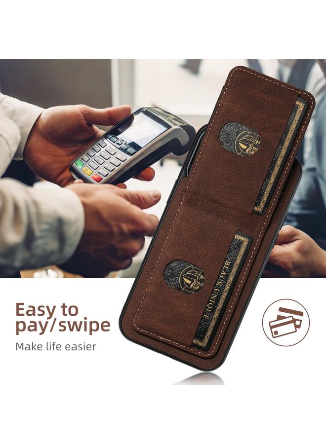 Suteni Case For iPhone 16 Pro Max H03 Litchi Leather Card Bag Stand Back Phone Case - Image 3