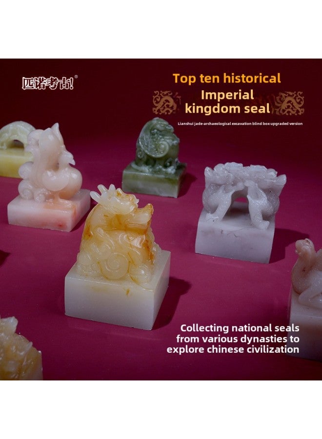 Pinot Archaeological Excavation Blind Box Imperial Seal Ancient Emperor Jade Seal Running Water Jade Hand Excavation Gem Toy-Color:On-site Version Of Running Water Jade [Genghis Khan National Seal] To Send Inkpad + Full Set Of Tools  - Image 4