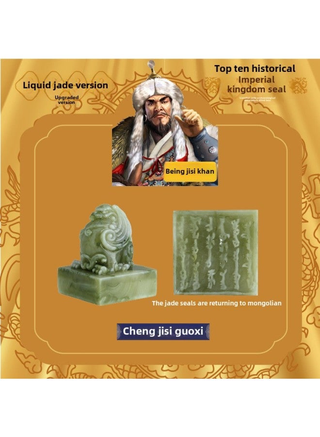 Pinot Archaeological Excavation Blind Box Imperial Seal Ancient Emperor Jade Seal Running Water Jade Hand Excavation Gem Toy-Color:On-site Version Of Running Water Jade [Genghis Khan National Seal] To Send Inkpad + Full Set Of Tools  - Image 1
