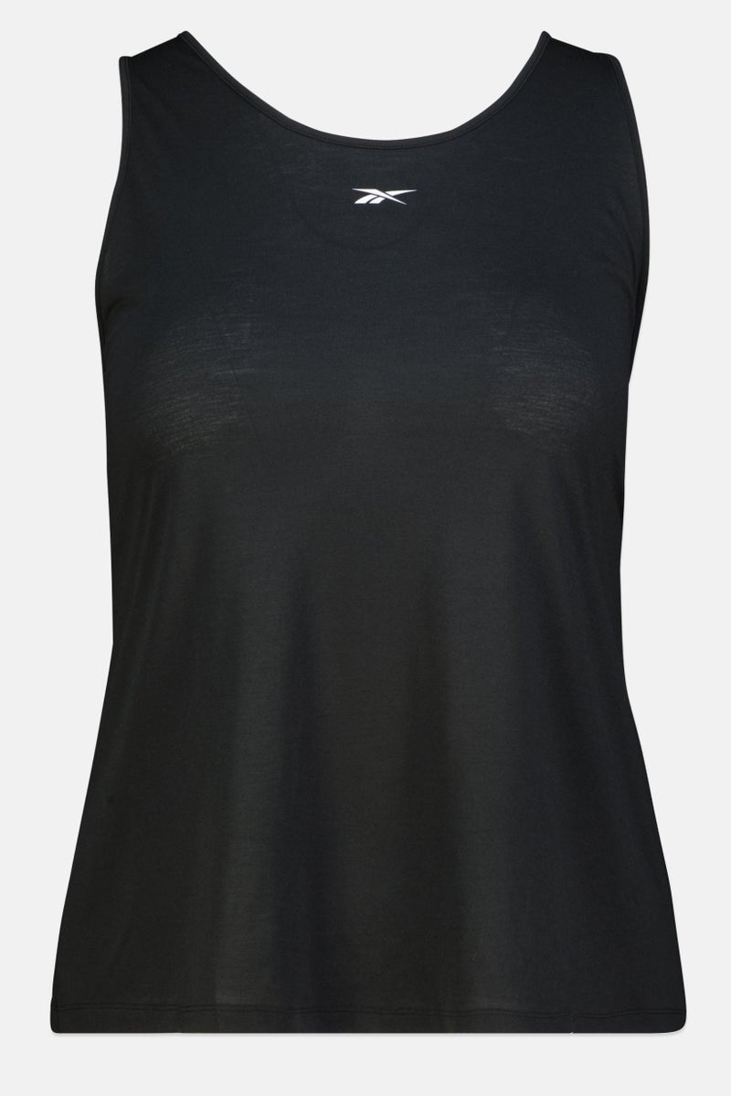 Reebok تي شيرت تدريب بلا أكمام للنساء بحجم كبير، أسود - Image 2