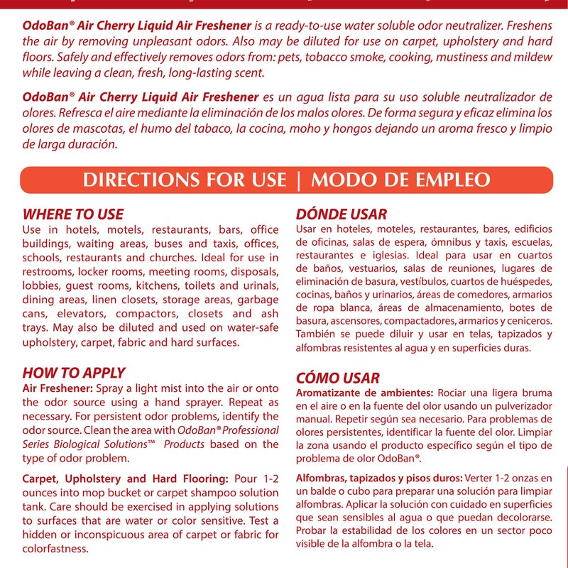 OdoBan Professional Series Ready-to-Use Air Cherry Liquid Air Freshener, 2-Pack, 1 Gallon Each, Cherry Scent - Image 4