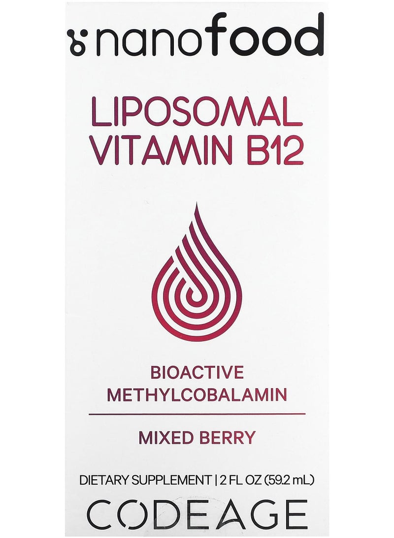 Codeage Liposomal Vitamin B12, Mixed Berry, 2 fl oz (59.2 ml)