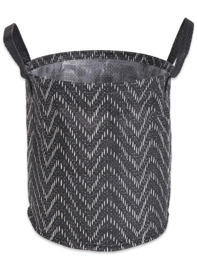 DII Collapsible Waterproof Chevron Laundry Bins, Small Round, Black/White, 2 Piece - Image 3
