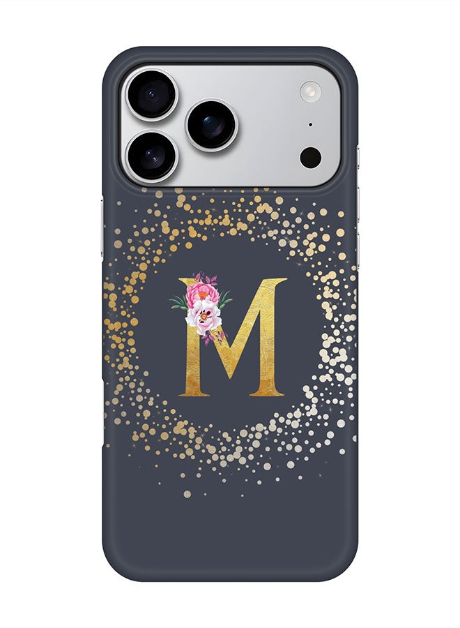 Stylizedd For iPhone 17 Pro Max,Case, [Compatible with MagSafe] Magnetic cover Slim fit Protection Matte, - Custom Monogram Floral - M  (Grey )