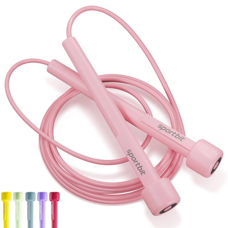 SPORTBIT Adjustable Jump Rope for Fitness - Jumping Rope for Women, Men. Skipping Rope for Workout, Boxing, Exercise. Speed Jump Rope for Adults (Pink) - Image 1