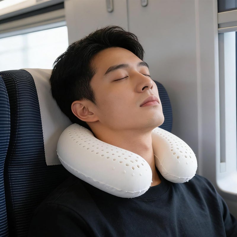 Latex Neck Pillow - U Shaped Pillow for Neck Rest - Breathable Comfortable Cushion for Flights, Car, Office, and Home Use - Image 5