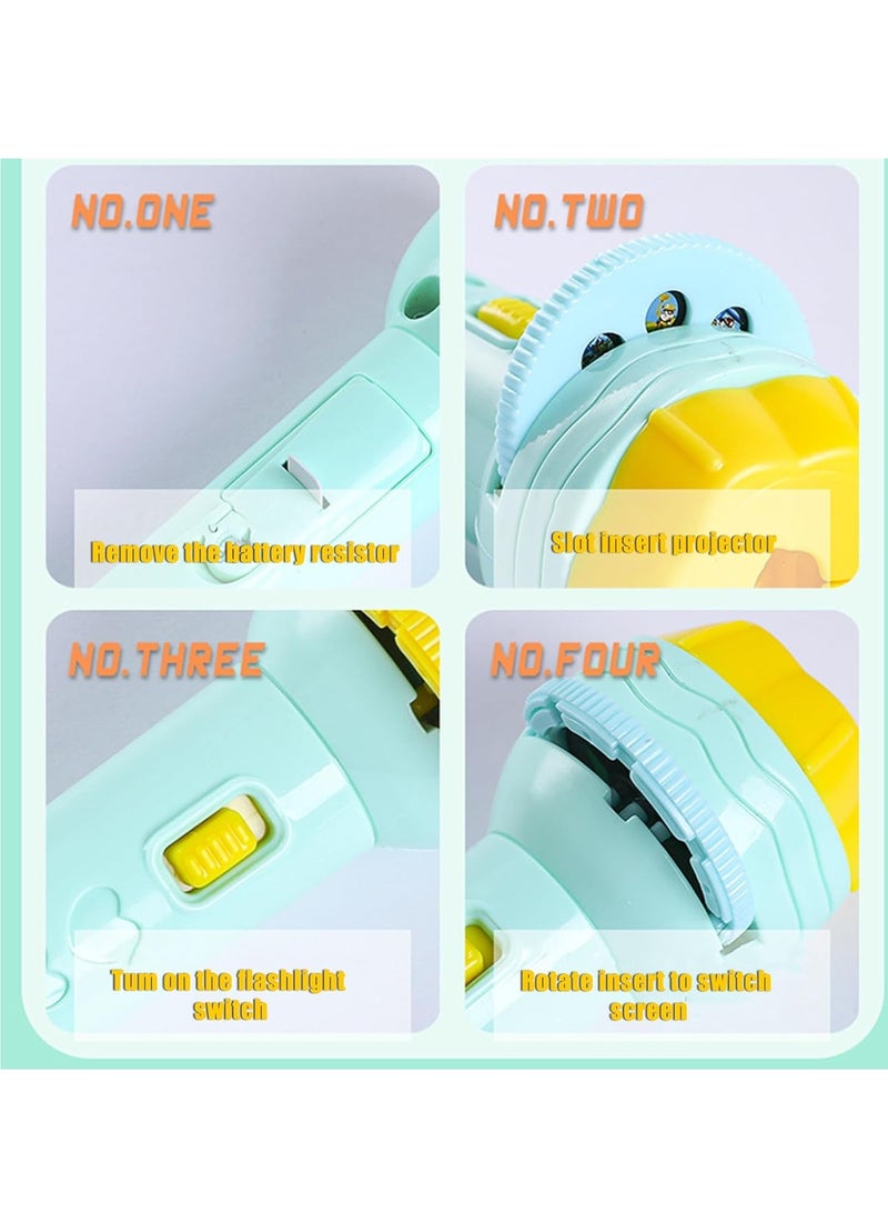 3 Sides 24 Patterns Flash Light Torch for Kids Projection Torch Story Education Learning Night Light Before Going to Bed (Purple) - Image 2