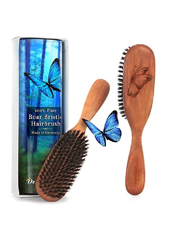 Desert Breeze Distributing Made In Germany, 100% Pure Wild Boar Bristle Hair Brush, Promote Healthy Scalp, Hair Growth, Natural Shine, Conditioning, Reduce Hair Loss, Best For Fine Or Thinning Hair, Pear Wood Handle, Women, Men - Image 1