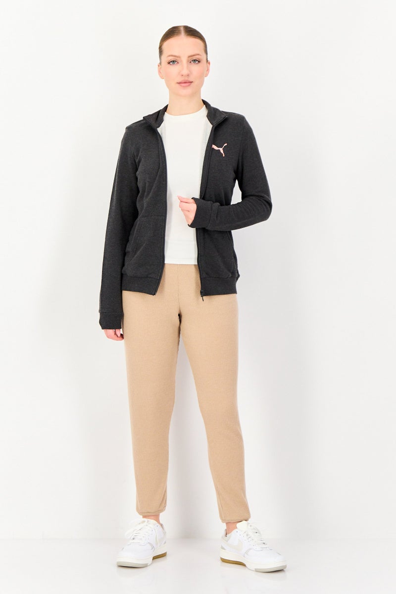 PUMA سويت شيرت خارجي بزي طويل الأكمام للنساء، رمادي داكن - Image 4