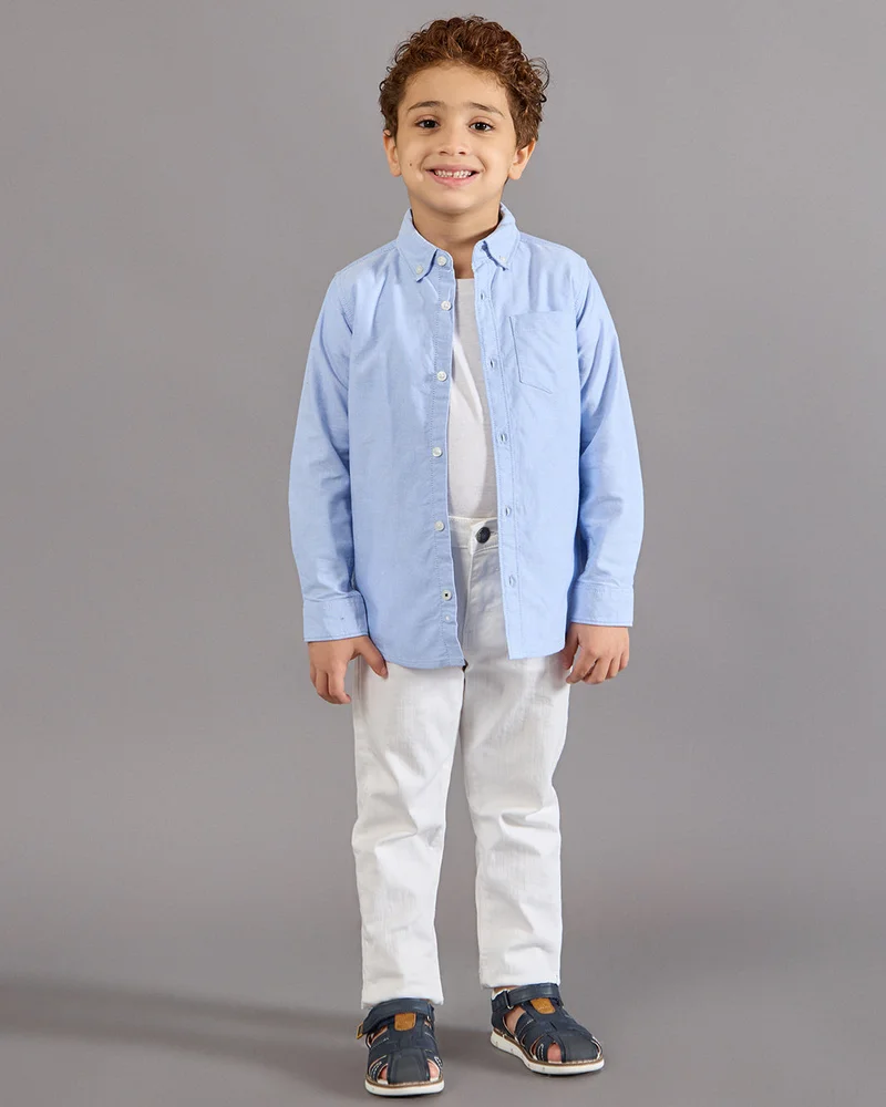 REDTAG Boys Blue Casual Shirt With Pocket