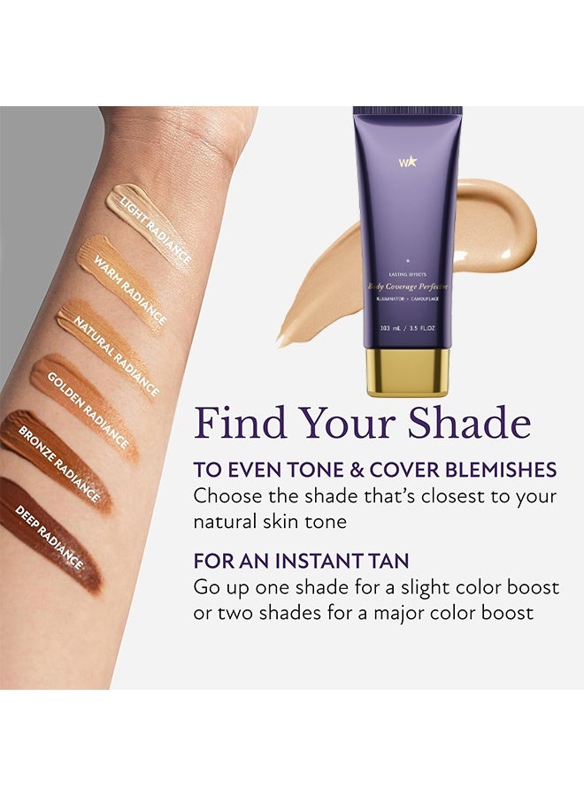 W Body Coverage Perfector, Waterproof Leg And Body Makeup, Tattoo Cover Up Makeup, Long-Lasting, Lightweight, 103ML (Natural Radiance) - Image 4