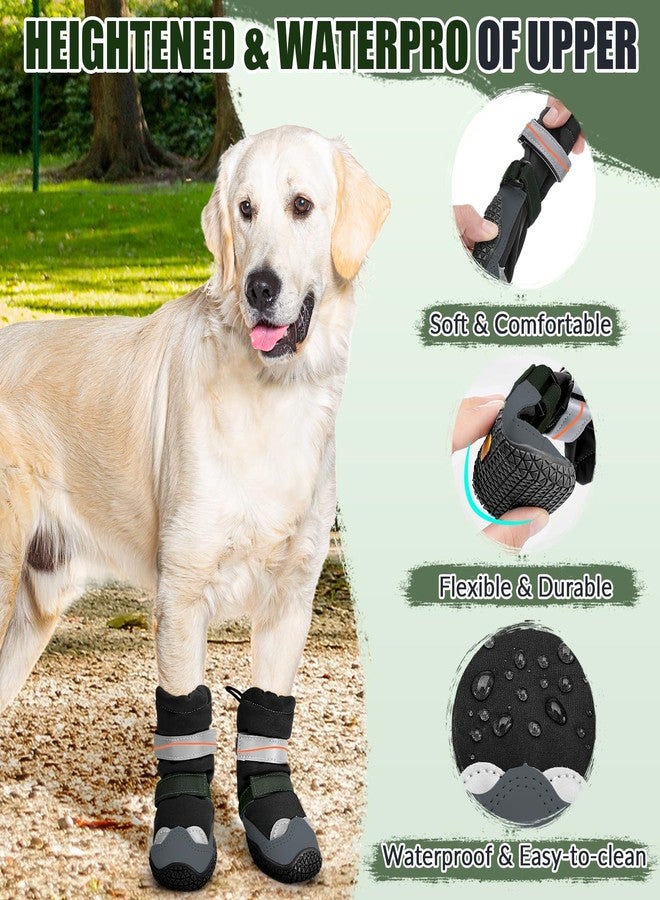 Lukovee Dog Shoes - Waterproof Fleece Lined Dog Boots for Large Small Medium Dogs, Reflective Booties with Non-Slip Rubber Sole for Rain Winter Cold Weather (Black,Size 2) - Image 2