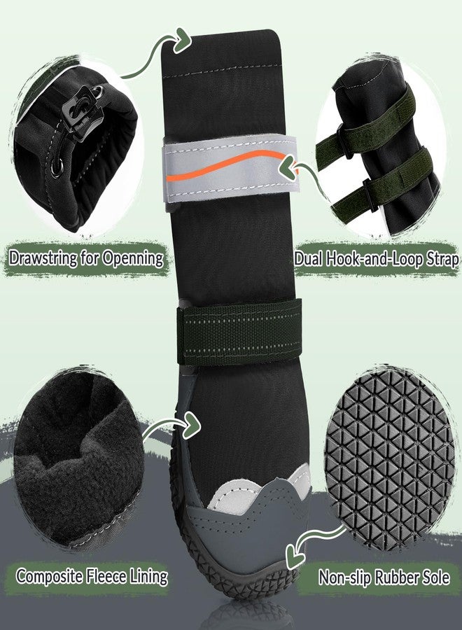 Lukovee Dog Shoes - Waterproof Fleece Lined Dog Boots for Large Small Medium Dogs, Reflective Booties with Non-Slip Rubber Sole for Rain Winter Cold Weather (Black,Size 2) - Image 3