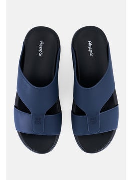 Algspar Men  2 Strap Slip On Arabic Sandals, Navy  - Image 2