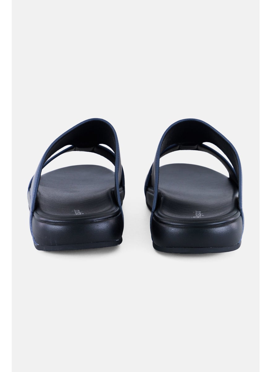 Algspar Men  2 Strap Slip On Arabic Sandals, Navy  - Image 3