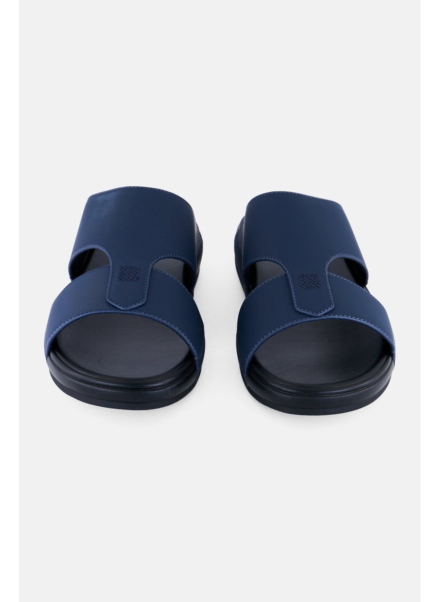 Algspar Men  2 Strap Slip On Arabic Sandals, Navy  - Image 4