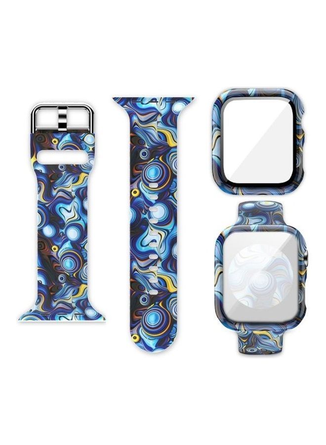 NIBEMINENT Printing Integrated Replacement Watch Case With Watchband For Apple Blue Space - Image 1