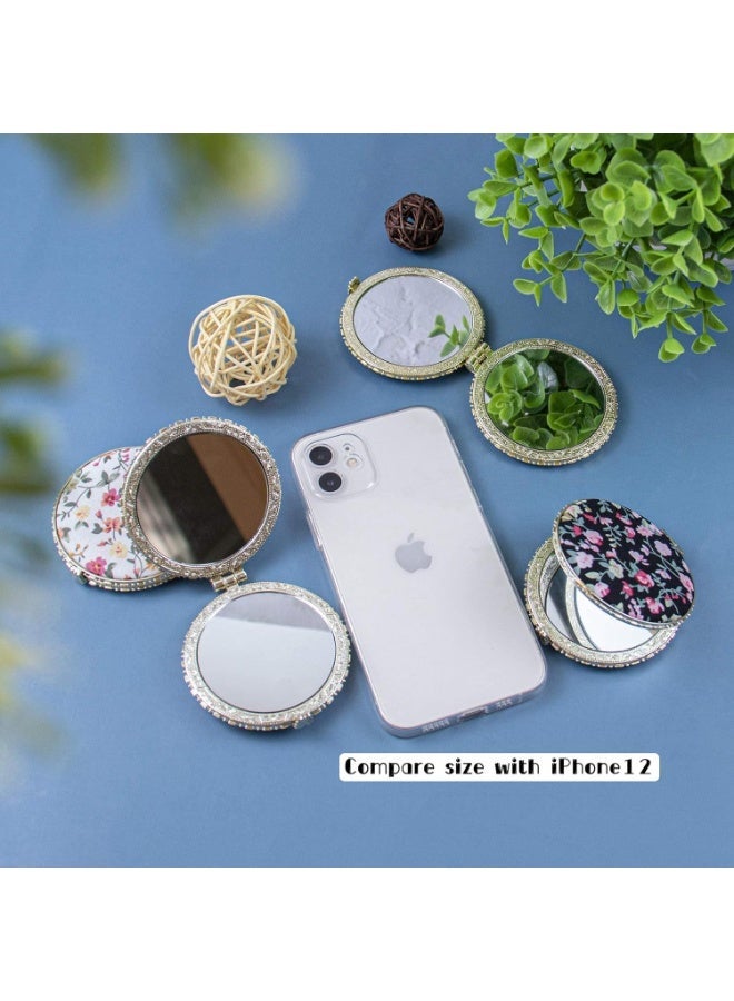 Compact Mirror, 4 Pack Retro Floral Makeup Compact 2-Sided Mirror with Floral Patterns Small Pocket Purse Mirrors Beauty Handheld Folding Portable Travel Mirror for Women Girls Lady - Image 4
