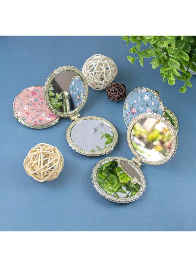 Compact Mirror, 4 Pack Retro Floral Makeup Compact 2-Sided Mirror with Floral Patterns Small Pocket Purse Mirrors Beauty Handheld Folding Portable Travel Mirror for Women Girls Lady - Image 2