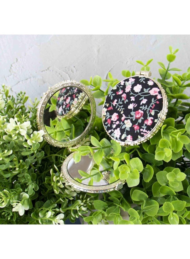 Compact Mirror, 4 Pack Retro Floral Makeup Compact 2-Sided Mirror with Floral Patterns Small Pocket Purse Mirrors Beauty Handheld Folding Portable Travel Mirror for Women Girls Lady - Image 5
