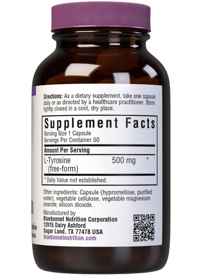 Bluebonnet Nutrition - Blue Bonnet L-Tyrosine 500 Mg Capsules, 50 Count - Image 1