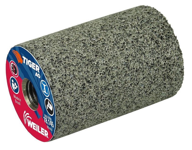 WEILER 68323 Tiger AO Type 18 Flat Tip Portable Grinding Plug, A24-R, 2" X 3" X 5/8-11, (Pack of 12) - Image 1