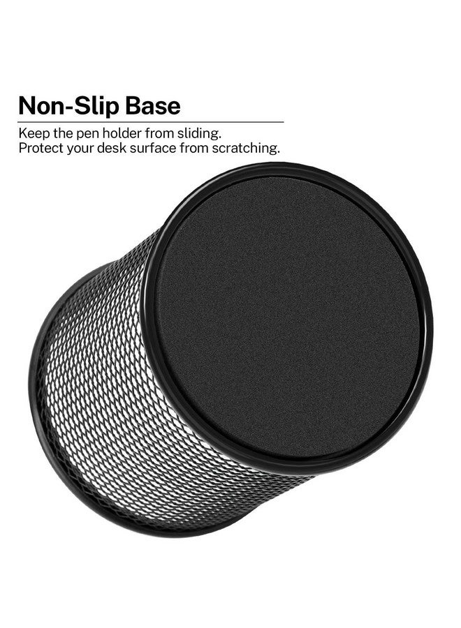MaxGear Pen Holder, 3 Pack Pen Holder For Desk, Premium Mesh Metal Pencil Holder With Non-Slip Eva Pad, Desk Accessories & Workspace Organizers For Home, School & Office, Black, 3.7’’ Tall - Image 3
