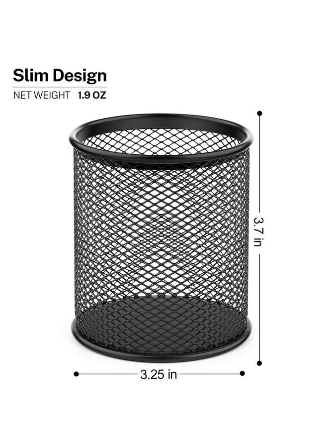 MaxGear Pen Holder, 3 Pack Pen Holder For Desk, Premium Mesh Metal Pencil Holder With Non-Slip Eva Pad, Desk Accessories & Workspace Organizers For Home, School & Office, Black, 3.7’’ Tall - Image 4
