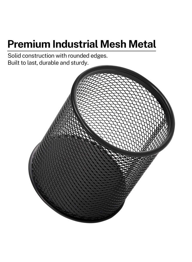 MaxGear Pen Holder, 3 Pack Pen Holder For Desk, Premium Mesh Metal Pencil Holder With Non-Slip Eva Pad, Desk Accessories & Workspace Organizers For Home, School & Office, Black, 3.7’’ Tall - Image 2