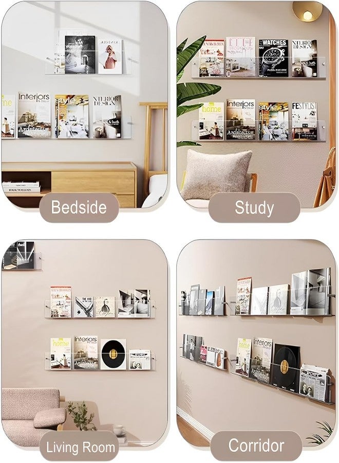 EXPORTIQ Acrylic Magazine Holder Vinyl Records, Display Floating Nursery Bookshelves Wall Decor Hanging Magazine Holder for Waiting Room, Living Room (24 Inch-4Pack) - Image 4