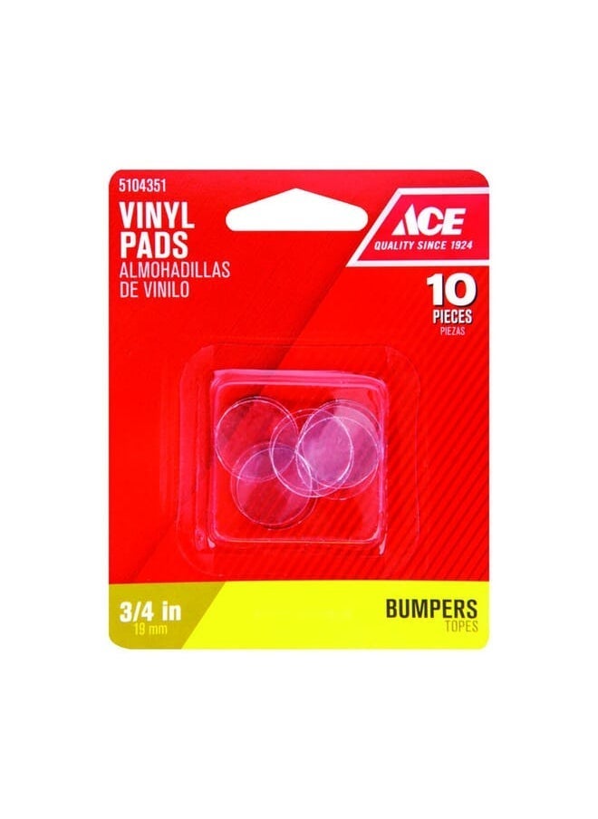 ACE 10-Piece Vinyl Round Bumper Pads Clear 19mm