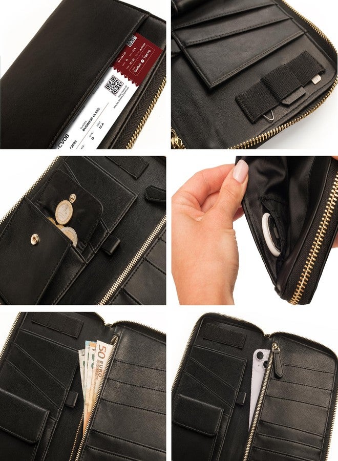 Apadi Family Passport Holder with AirTag RFID Passport Wallet Leather Travel Wallet Womens with Zipper Multiple Travel Document Organizer Holder 4 6 Passport Cover Case Porta Pasaporte Familiar Men - Image 5
